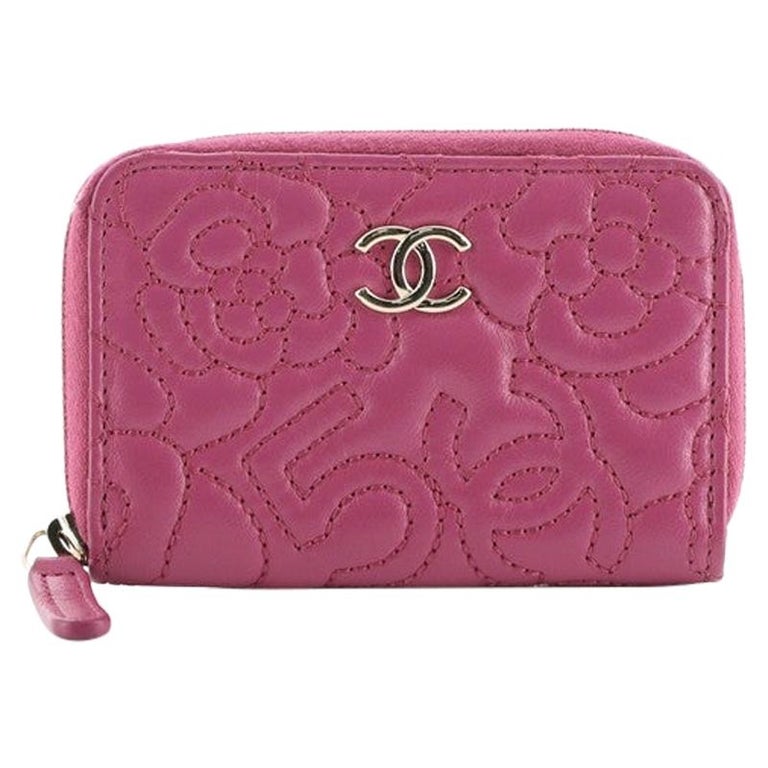 Chanel CC Zip Coin Purse Camellia Lambskin Small at 1stDibs