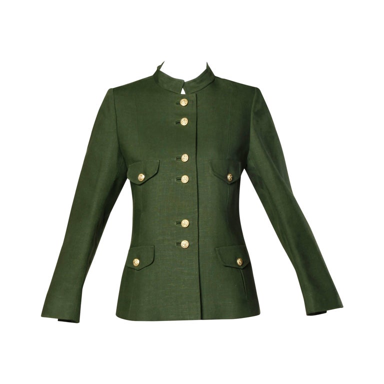 Bergdorf Goodman Vintage Olive Green Military Jacket at 1stDibs green
