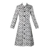 I. I. Magnin Vintage 1960 Graphic Black + White Print Silk Mod Coat