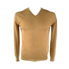 DIOR HOMME Size M Gold Sparkle Lurex V Neck Sweater