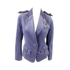 YVES SAINT LAURENT by TOM FORD Size 6 Lavender Velvet Military Jacket 2004