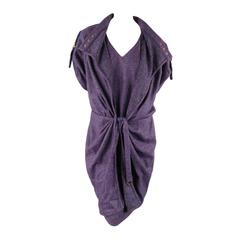 ESCADA Size 6 Purple Heather Wool Blend Layered 2 in 1 Coat Dress