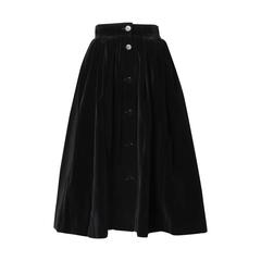 Yves Saint Laurent YSL Vintage 1970s Black Velvet Skirt