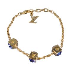LOUIS VUITTON Gold Metall lila Swarovski -Gamble-Monogramm Würfel Armband
