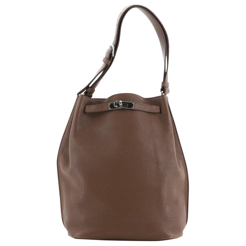 Hermes Kelly 28cm strap handbag in brown calf customized with brown ...