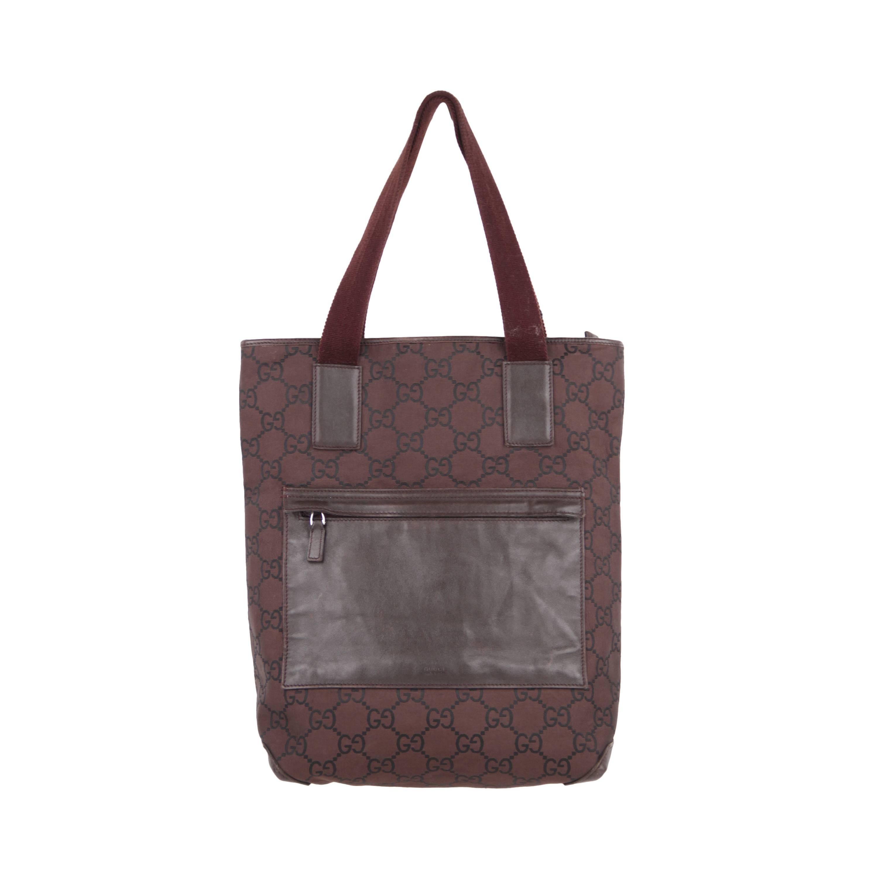 GUCCI Italian Brown GG MONOGRAM Canvas TOTE Handbag SHOPPING BAG
