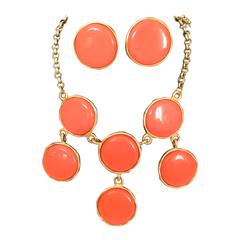 Kenneth J Lane (KJL) Orange Necklace with Matching Earrings 11