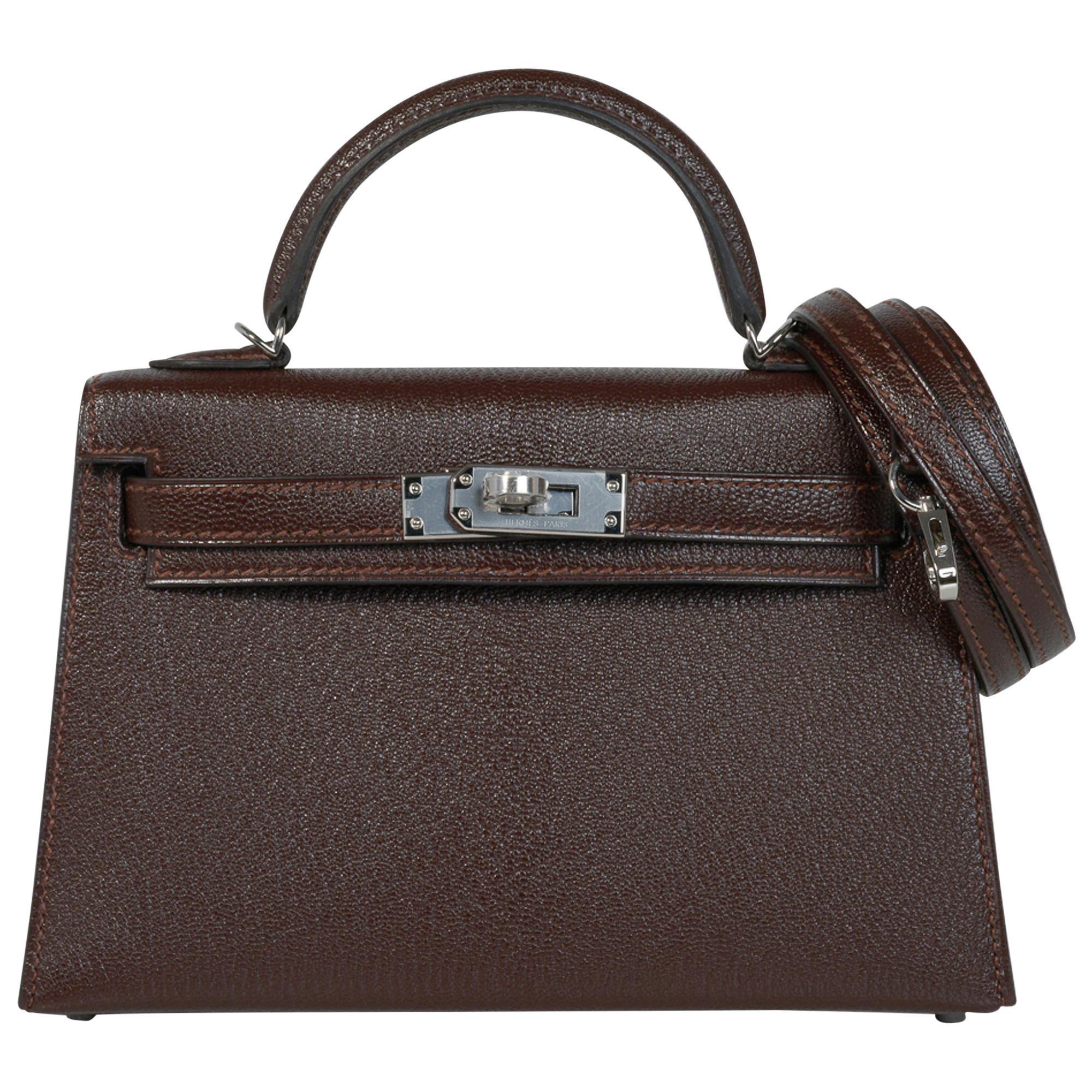 Hermes Kelly 20 Bi-Color Sellier Bag Havane / Etrusque Chevre Palladium