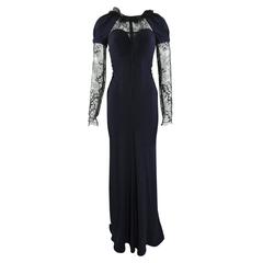 Nina Ricci Pre-Fall 2011 Midnight Navy Wool Gown with Lace Back