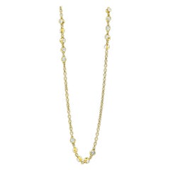 Vintage 1970's Chanel Gold Chain Sautoir Necklace with Rhinestones