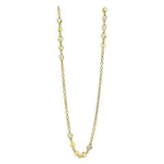 1970's Chanel Gold Chain Sautoir Necklace with Rhinestones 9
