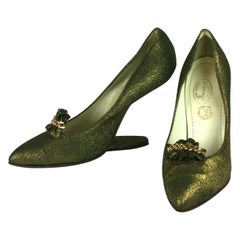 Italian Gold Lame Suspended Pumps