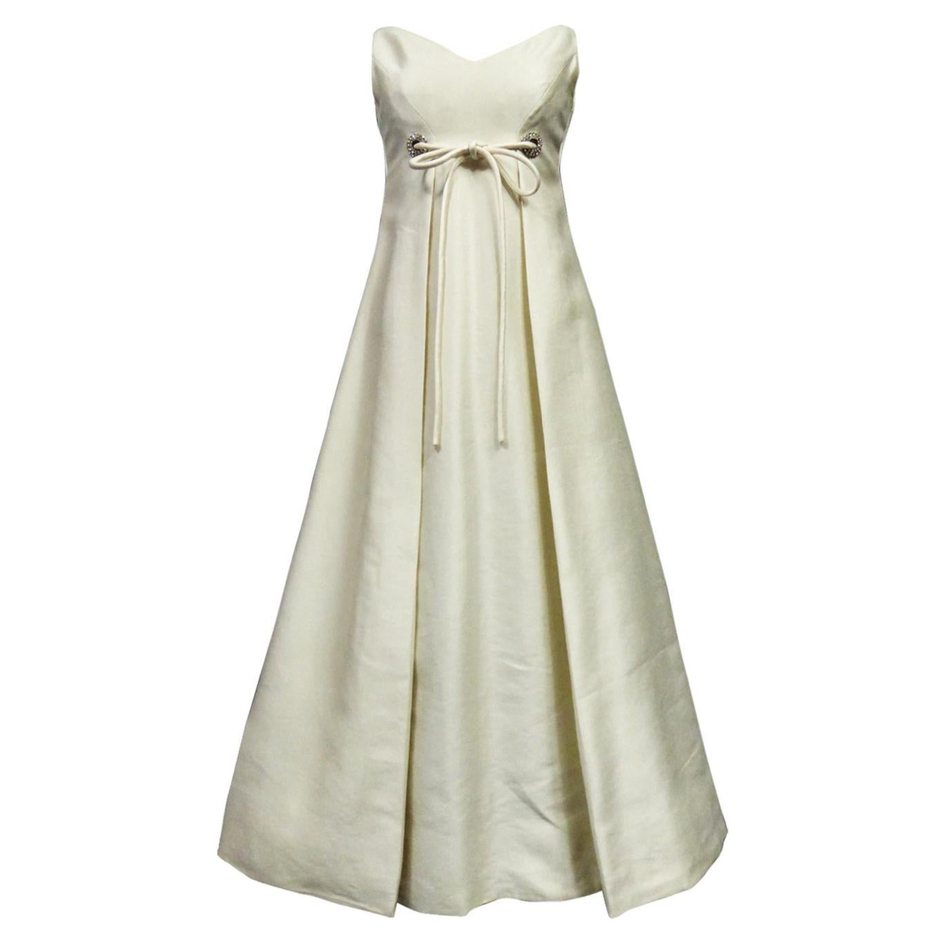 Wedding Dress in Silk Gazar and Rhinestones Circa 1965