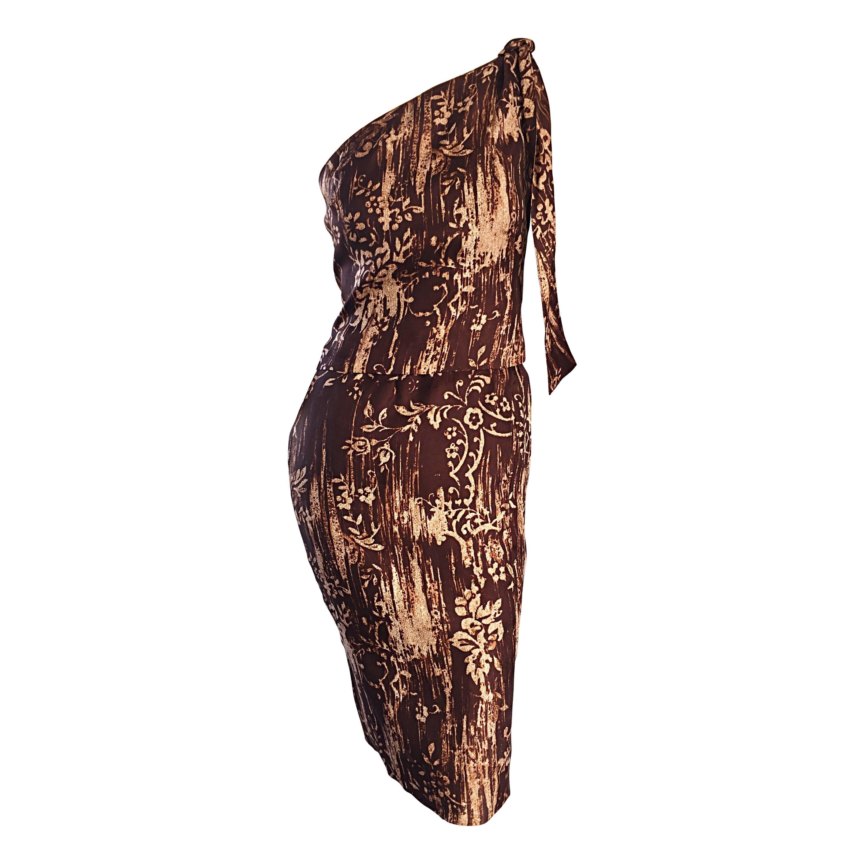 Oscar de la Renta Resort 2009 Runway One Shoulder Silk Toga Dress $3, 200 BNWT For Sale