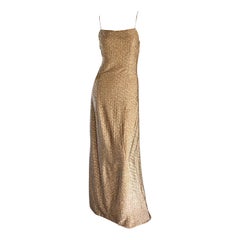 1970s James Galanos Gold Metallic Sexy Silk Vintage 70s Dress / Gown