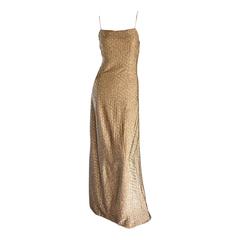 1970s James Galanos Gold Metallic Sexy Silk Vintage 70s Dress / Gown 1