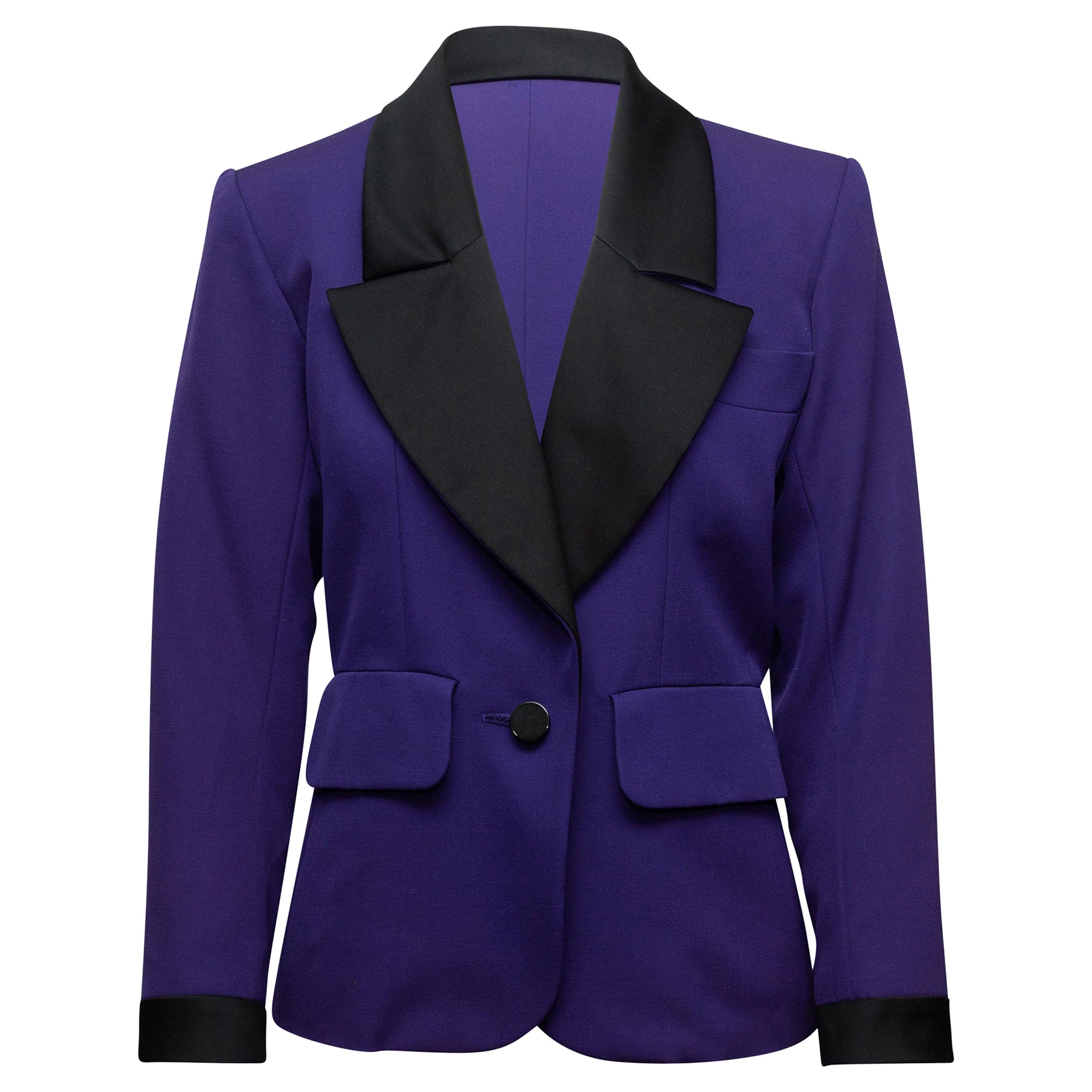 Vintage Saint Laurent Royal Purple Matelassé Jacket at 1stDibs