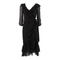 Prada Black Silk Overlay Dress with Lace