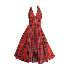 Moshino Plaid Taffeta Halter Dress 12