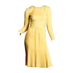 Vintage Galanos Pleated Silk Dress