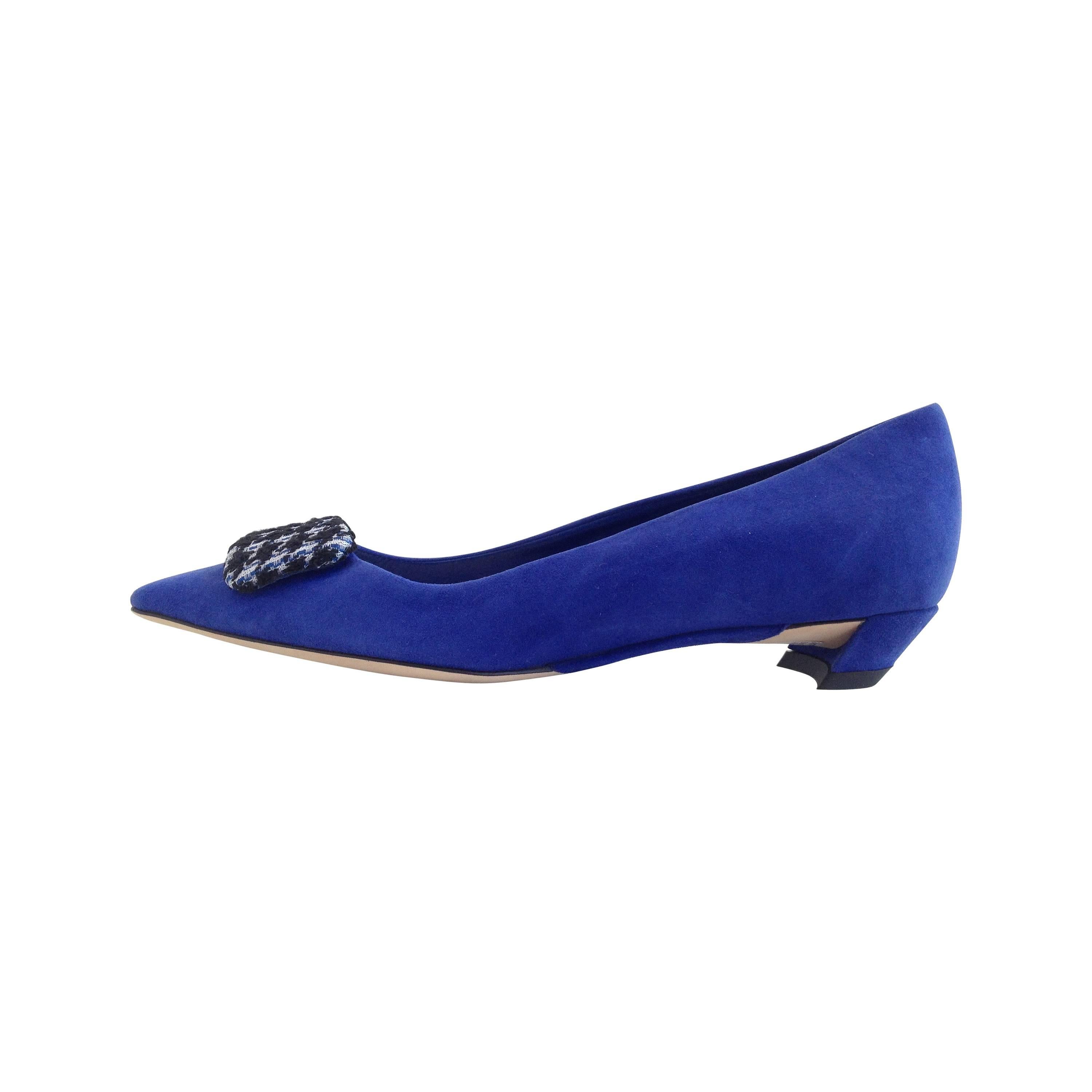 Christian Dior Blue Suede Angular Flats Size 36.5 (6)