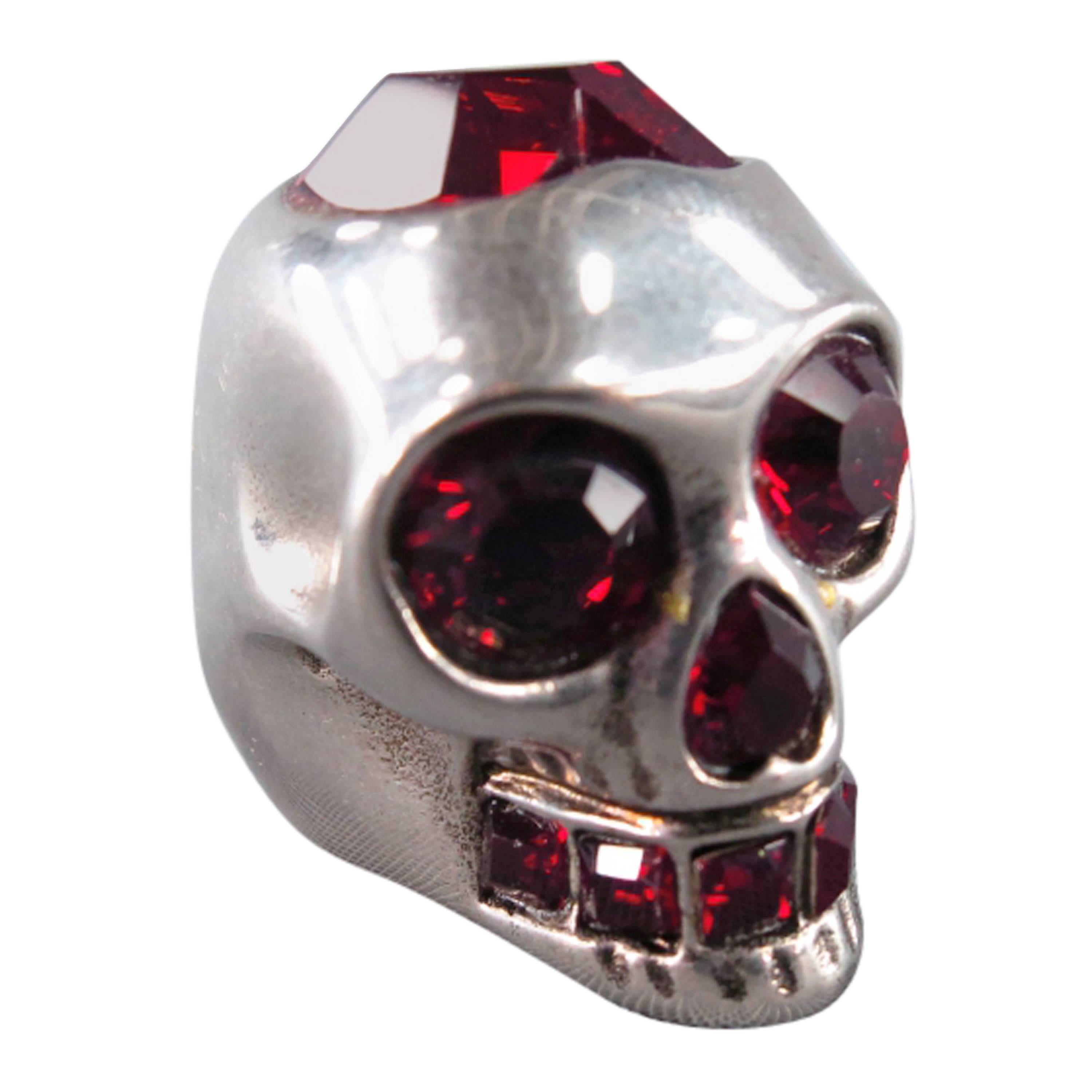 ALEXANDER MCQUEEN Ruby Red Heart Crystal Skull Ring