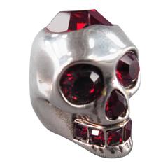 ALEXANDER MCQUEEN Ruby Red Heart Crystal Skull Ring