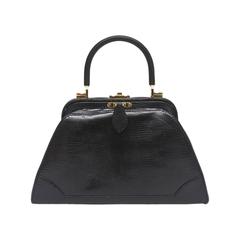 Elegant Judith Leiber Vintage Black Lizard Kelly Handbag 1