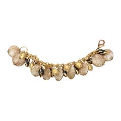 Italian Assunta Giovanno Murano Glass &Resin/ Gold Plated Charm Bracelet/SALE