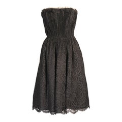 Vintage 1950's Strapless Black Lace & Tulle Dress