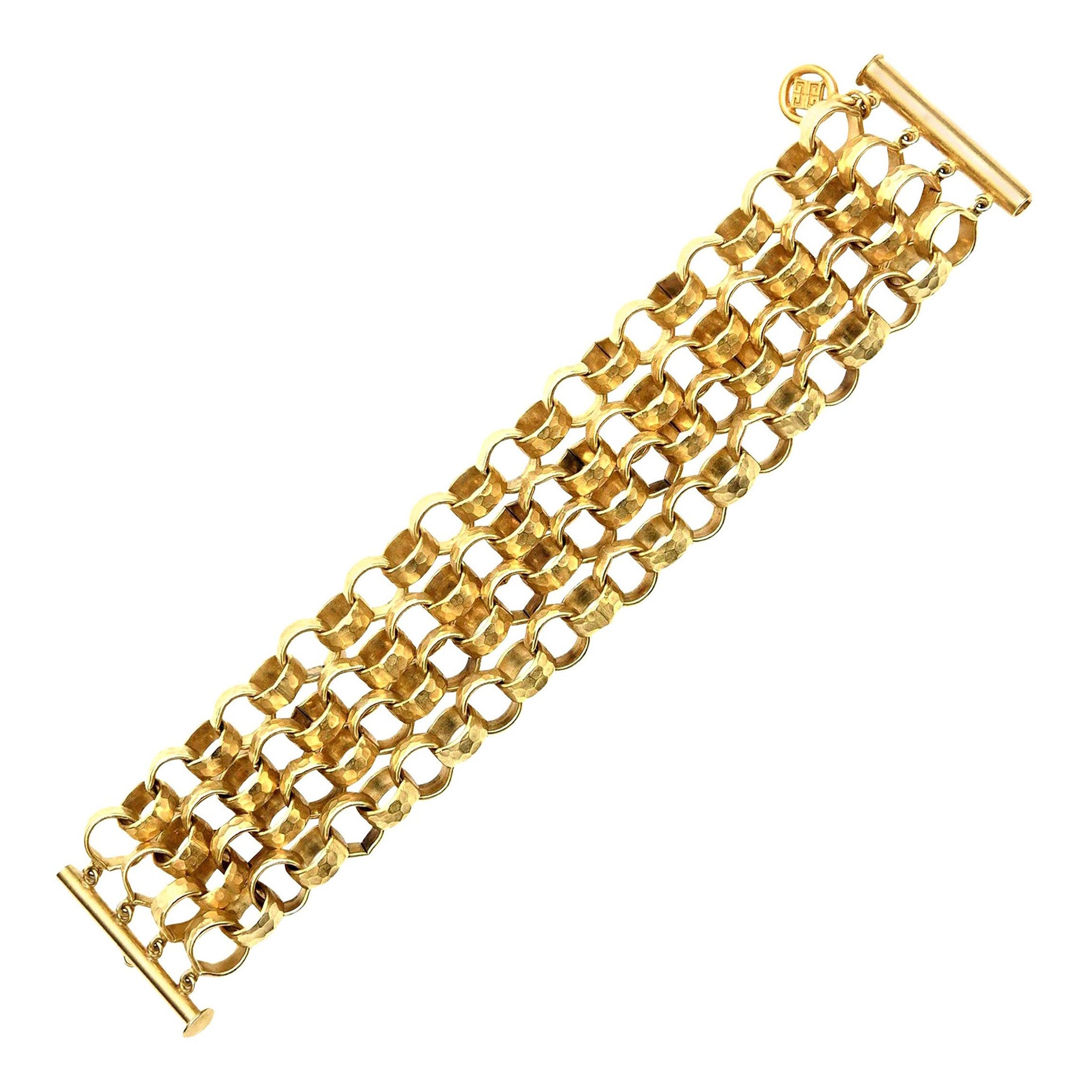 Givenchy Chain Gold Plated Link Cuff Bracelet Vintage For Sale at 1stDibs