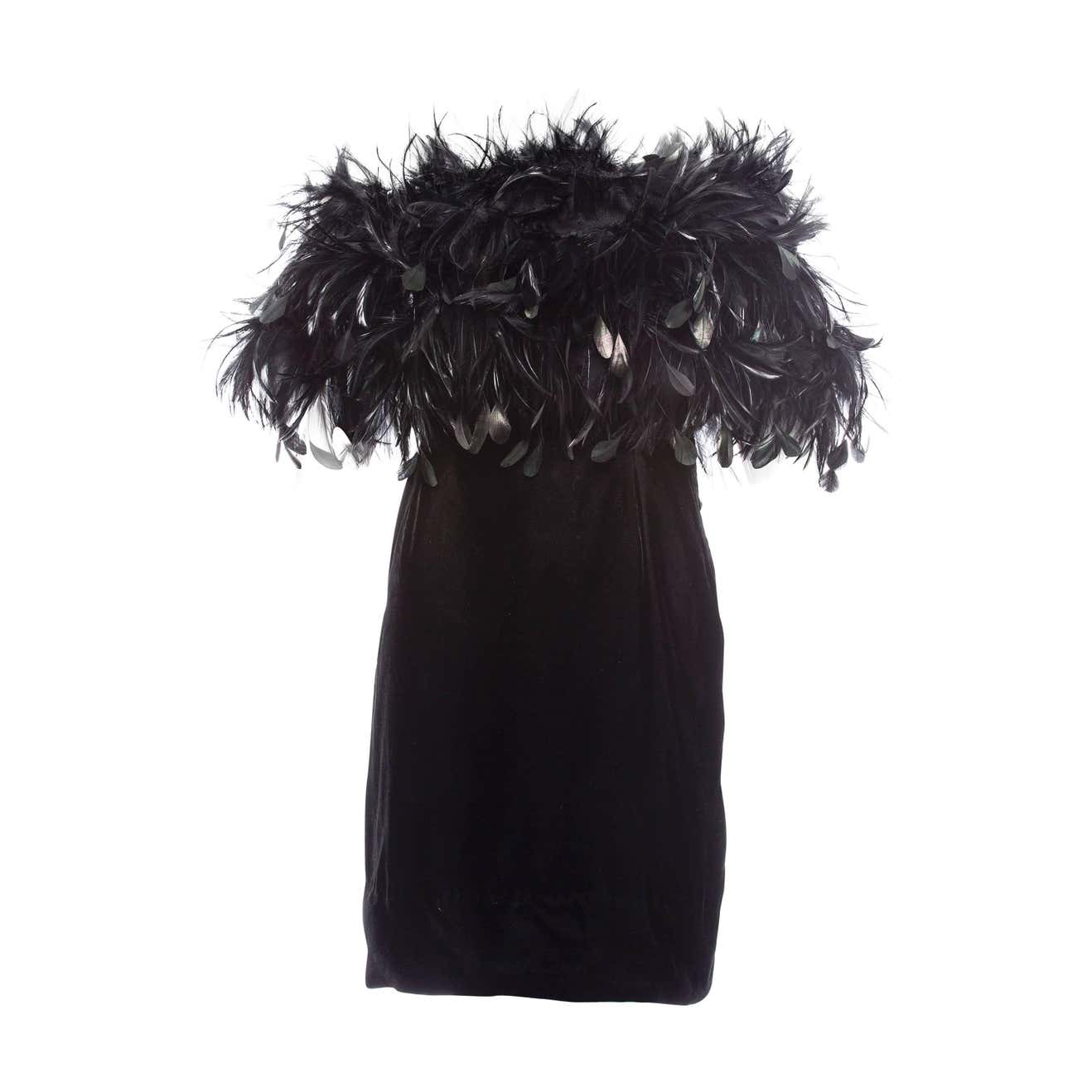 Givenchy Haute Couture Velvet Dress With Maison Lemarié Feathers, Circa ...