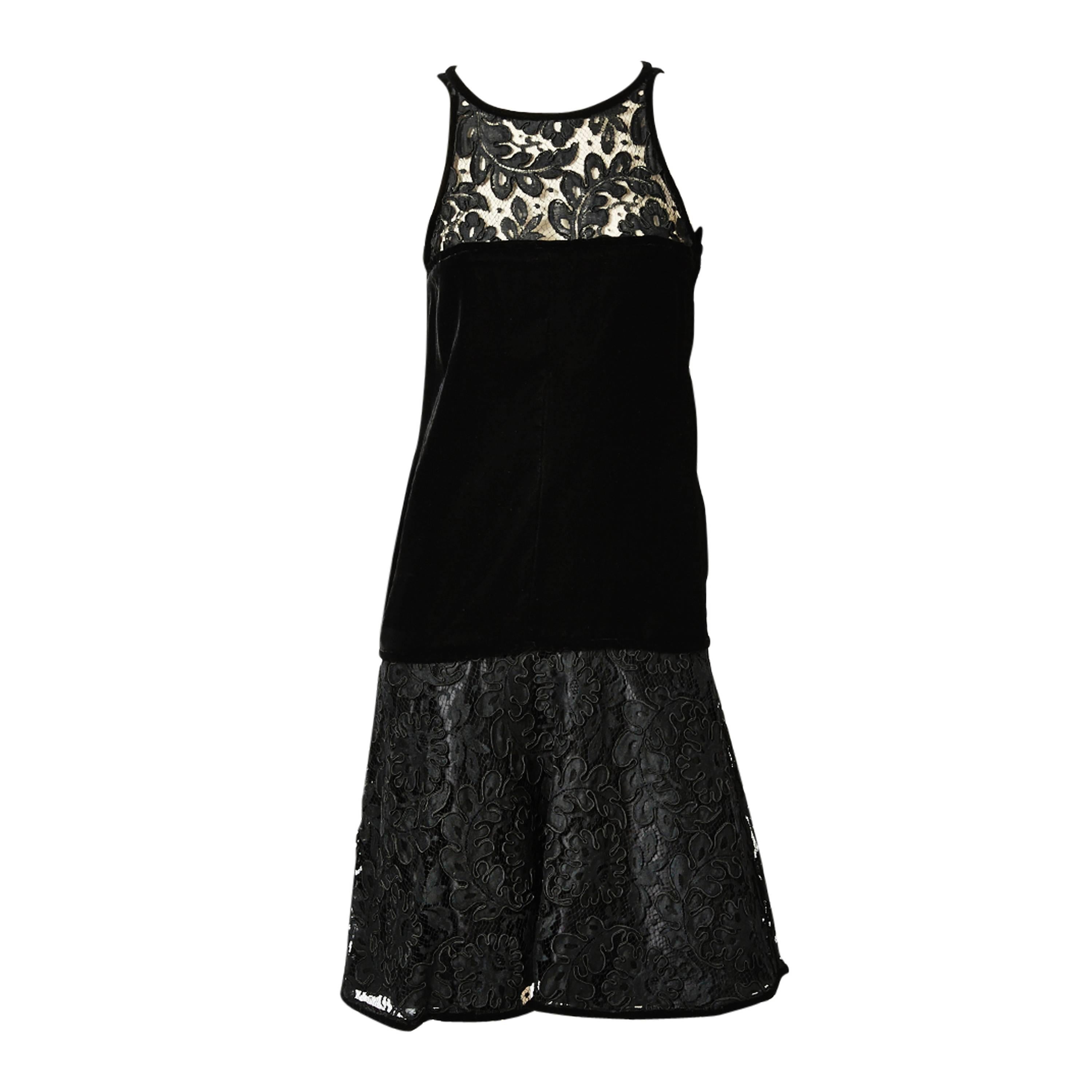 Yves Saint Laurent Lace and Velvet Cocktail Dress For Sale