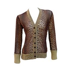 Jean Paul Gaultier Cheetah Print Cardigan with Angora Trim 9