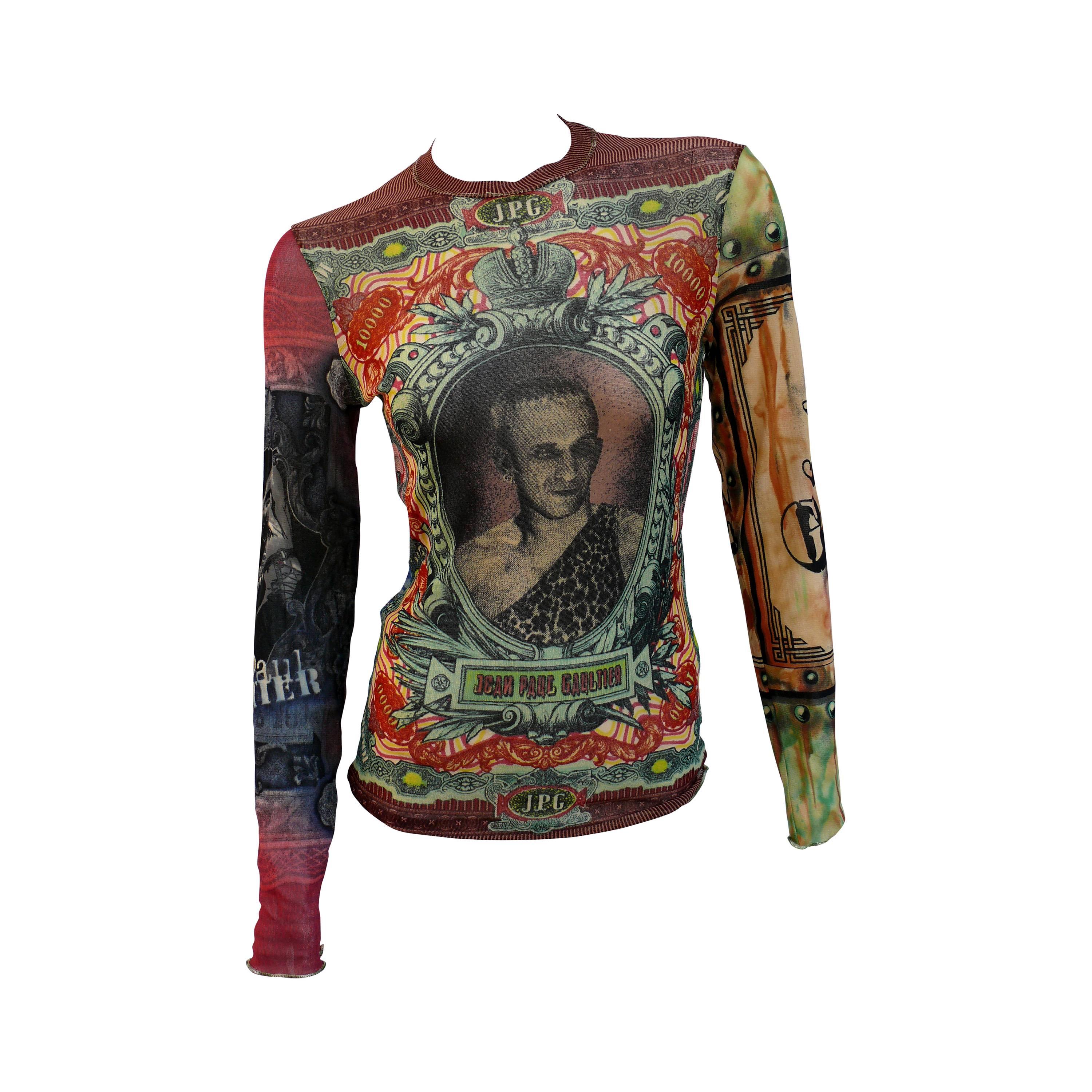 Jean Paul Gaultier Vintage Unisex Self Portrait Tattoo Fuzzi Mesh Top ...