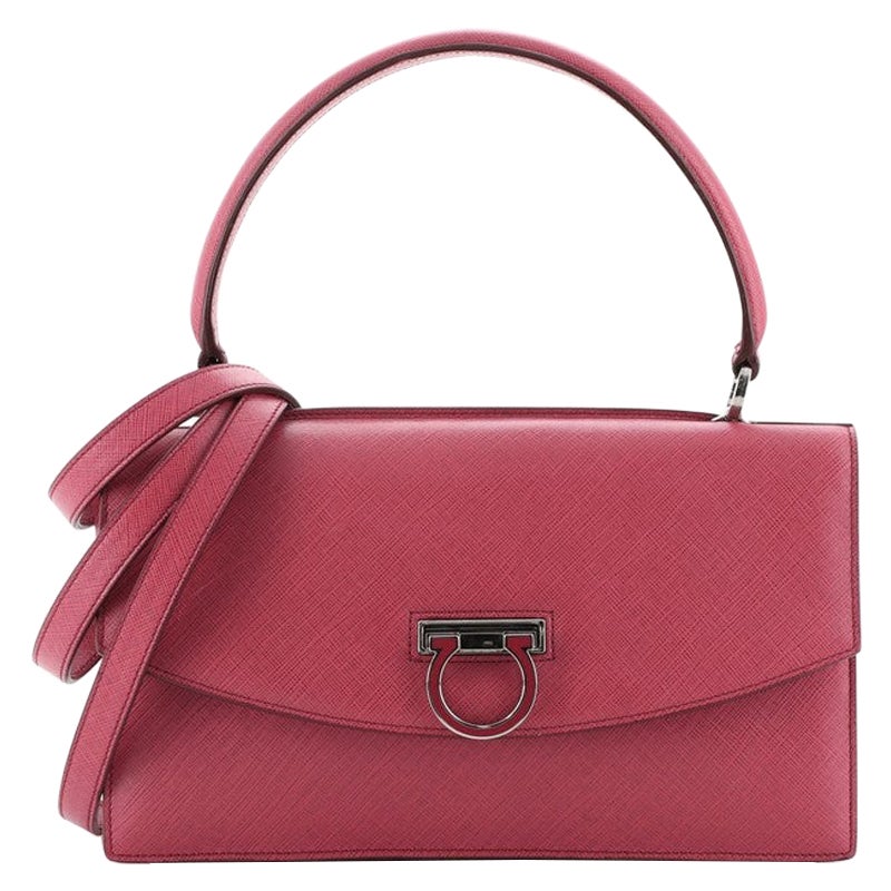 Salvatore Ferragamo Hot Pink Leather Vara Top Handle Bag at 1stDibs