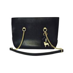 1990s Barry Kieselstein Cord Textured Leather Shoulder Bag With Pug Charm