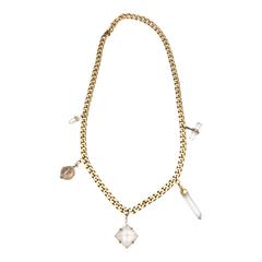 Napier Gold Link Chain Hanging Crystal Pendant Necklace 12