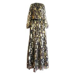 New 2014 ETRO Runway Gold brocade silk evening dress NWT