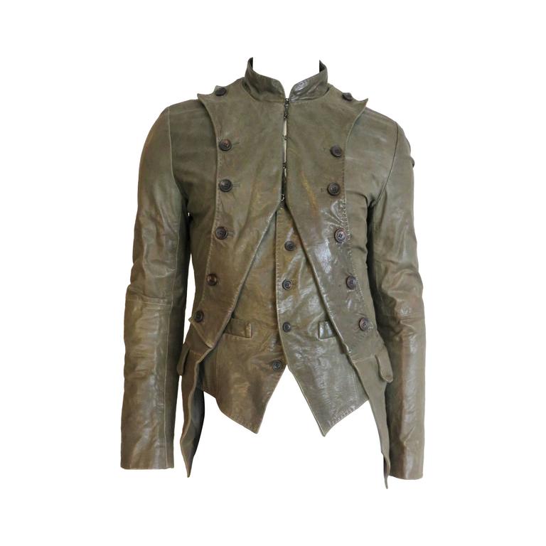 JOHN GALLIANO Men's calfskin leather french infantry-style jacket at ...