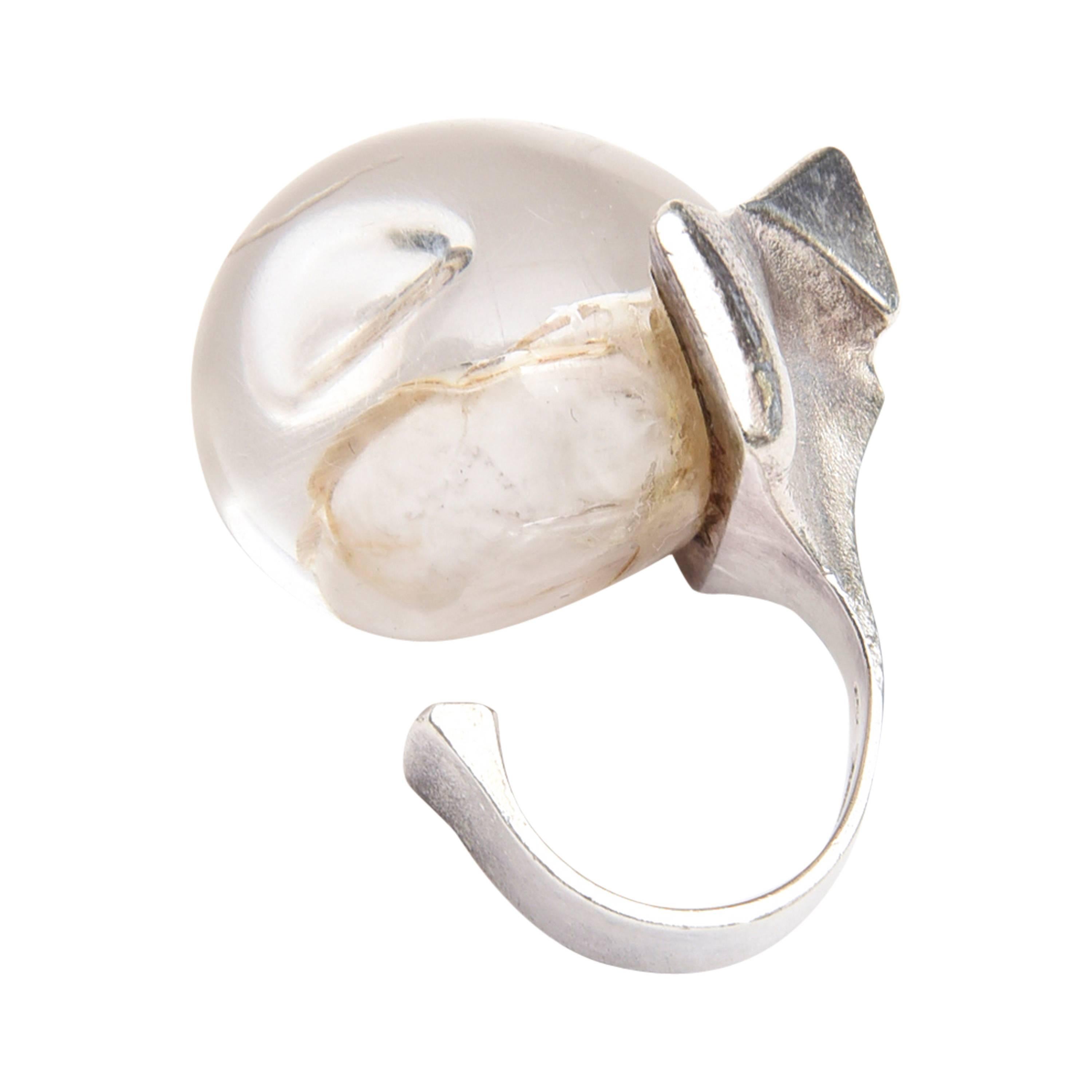 Bjorn Weckstrom Lapponia Sterling Silver & Resin Sculptural Ring
