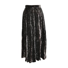 Yves Saint Laurent Crushed Brown Velvet Flared Accordion Maxi Skirt