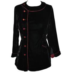 Jean Paul Gaultier Black Velvet with Piping Button Top 4