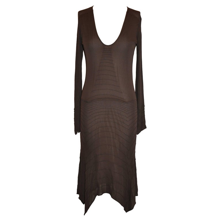 Yves Saint Laurent Coco Brown Form-Fitting Lined Jersey Dress Yves Saint Laurent Coco Brown Form-Fitting Lined Jersey Dress