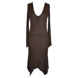 Yves Saint Laurent Coco Braunes gefüttertes, gefüttertes Jersey-Kleid in Form einer Brosche