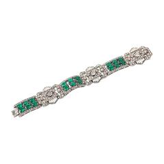 French Art Deco Faux Emerald Paste Bracelet