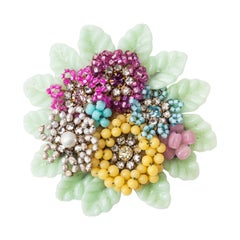 Miriam Haskell Broche ronde en forme de bouquet de fleurs