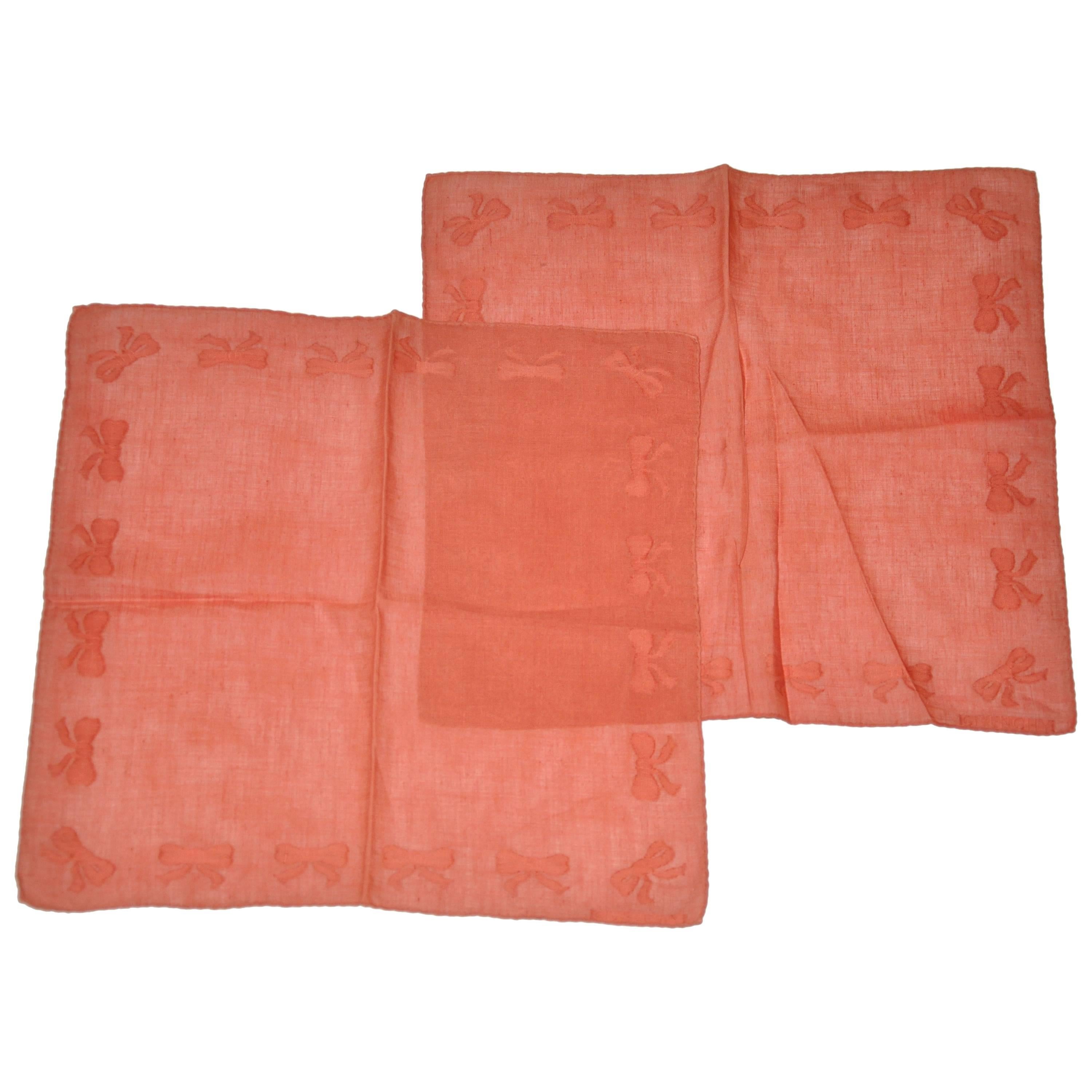 Givenchy set of Coral Linen "Bows" Men's Handkerchief