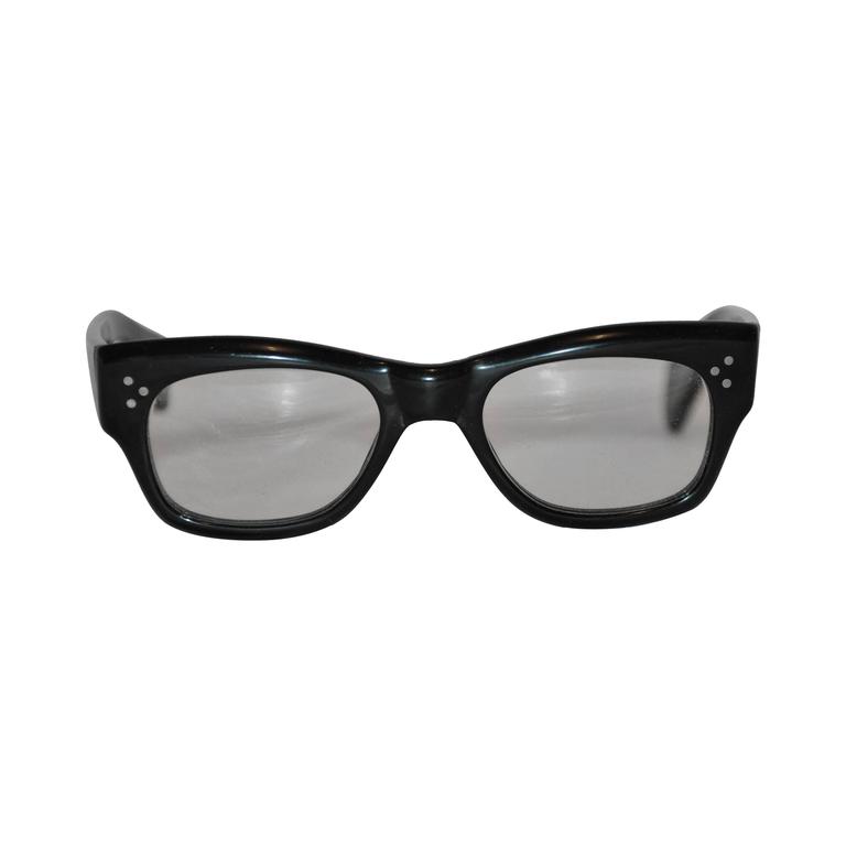 Oliver People Thick Black Lucite with Silver Hardware Studs Glasses For ... People With Thick Glasses