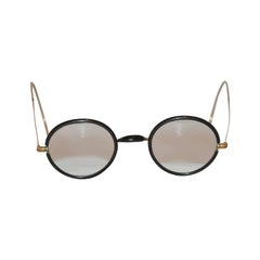 Vintage Black Lucite with Genuine Horn Accent 1/20 12k Gold Frame Eyeglasses